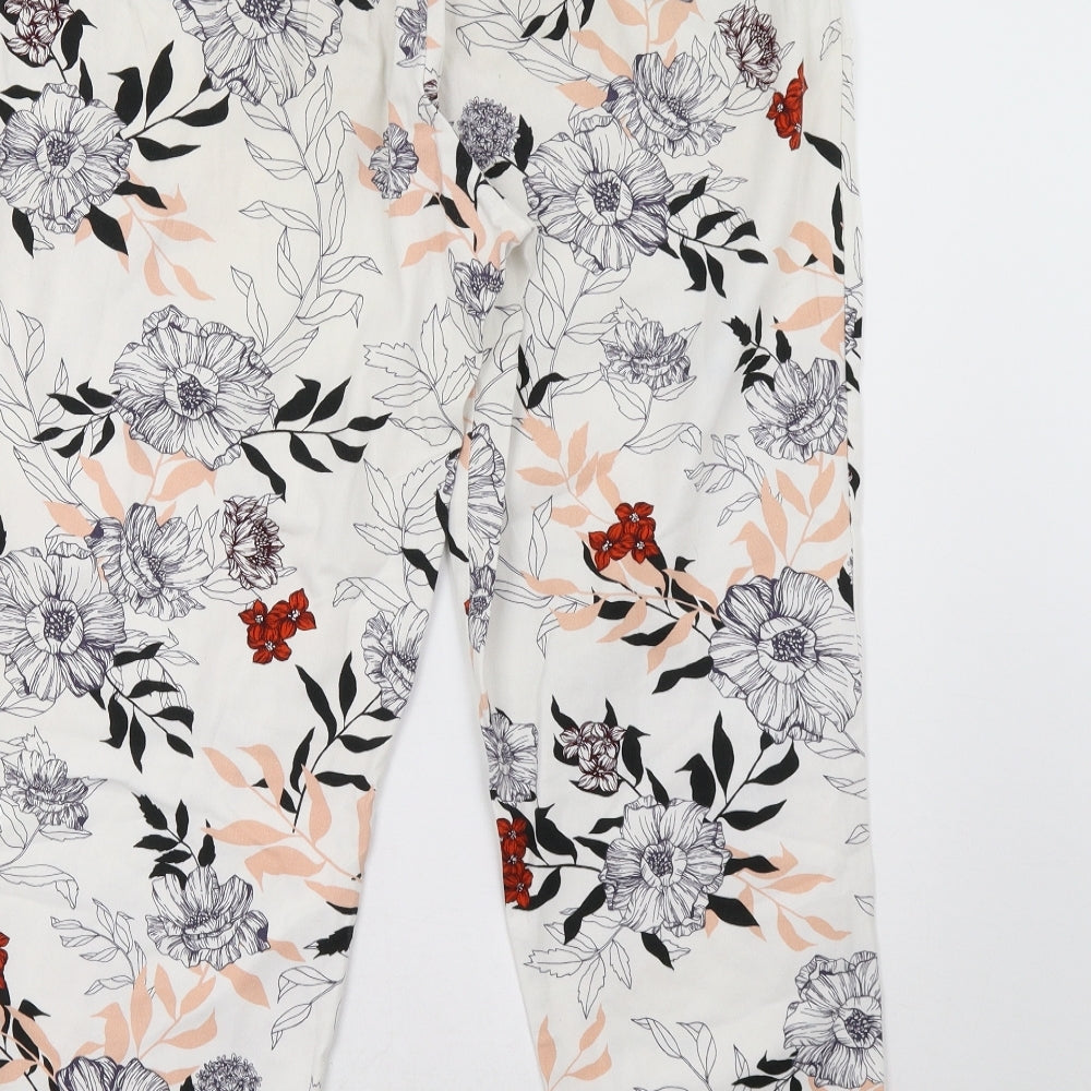 River Island Womens White Floral  Trousers  Size 12 L29 in