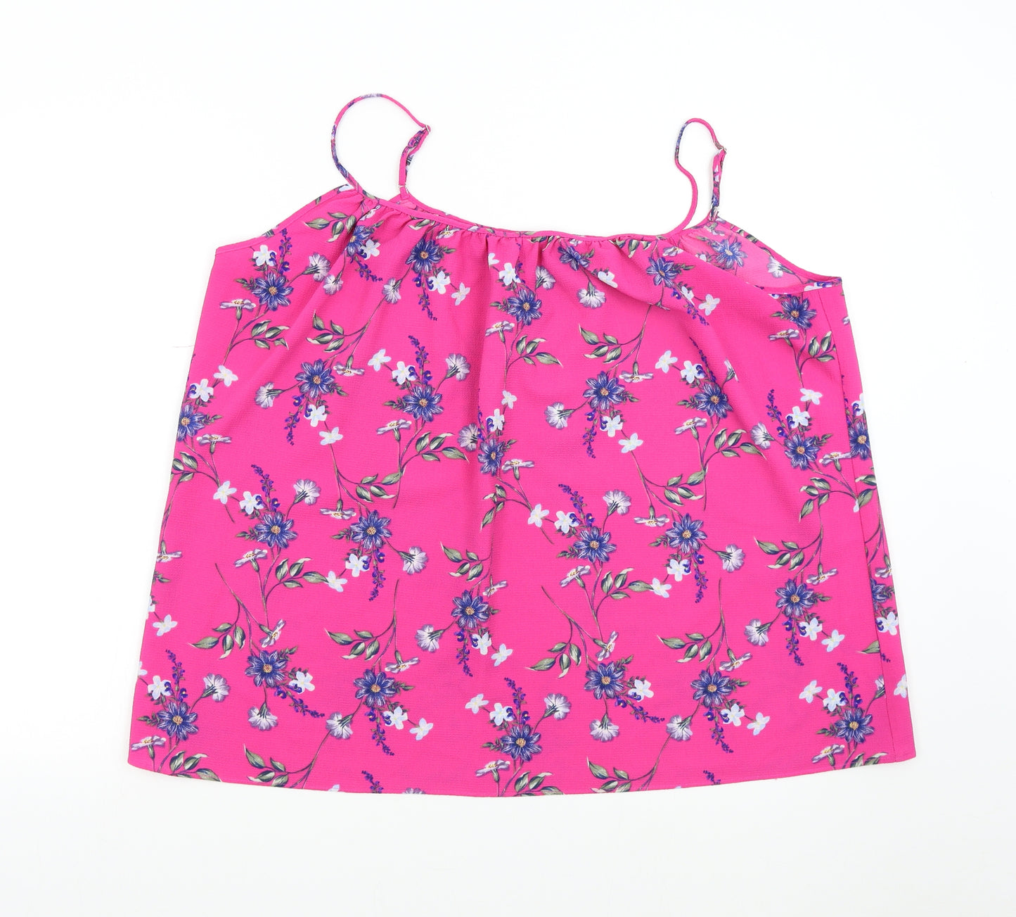 Peacock's Womens Pink Floral  Basic Tank Size 20