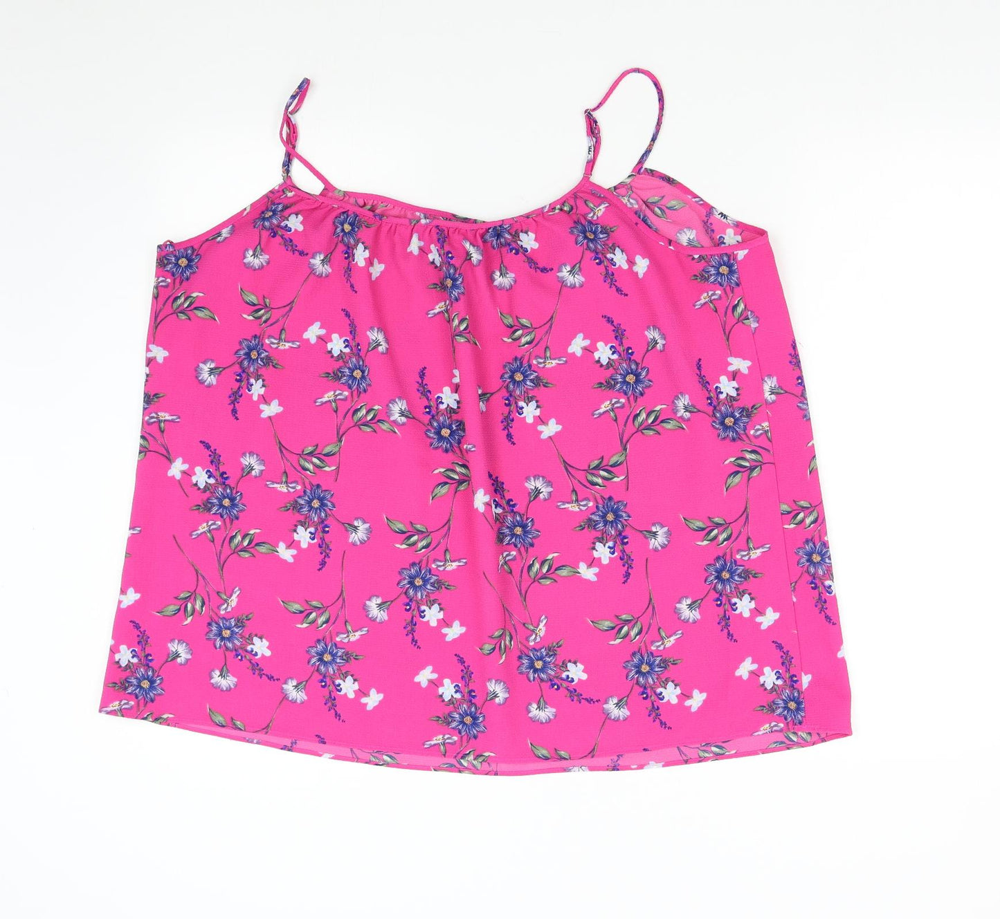 Peacock's Womens Pink Floral  Basic Tank Size 20