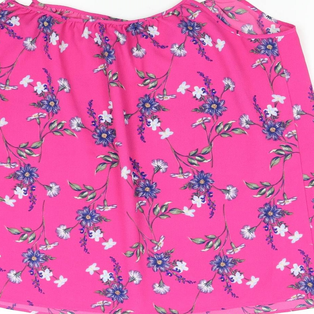 Peacock's Womens Pink Floral  Basic Tank Size 20