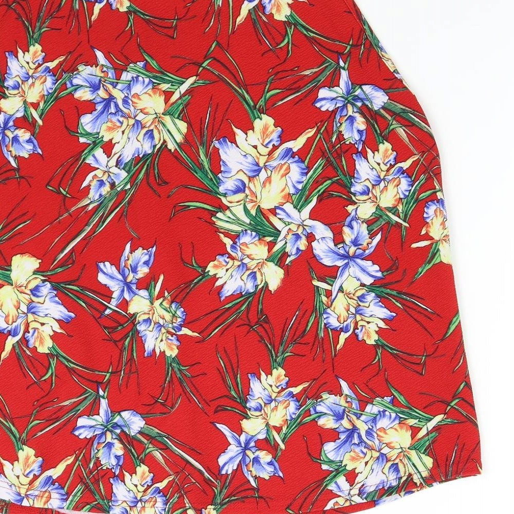 Peacock's Womens Red Floral  Basic Tank Size 20