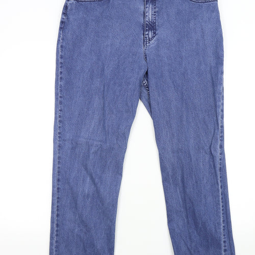 M&S Womens Blue  Denim Straight Jeans Size 16 L28 in