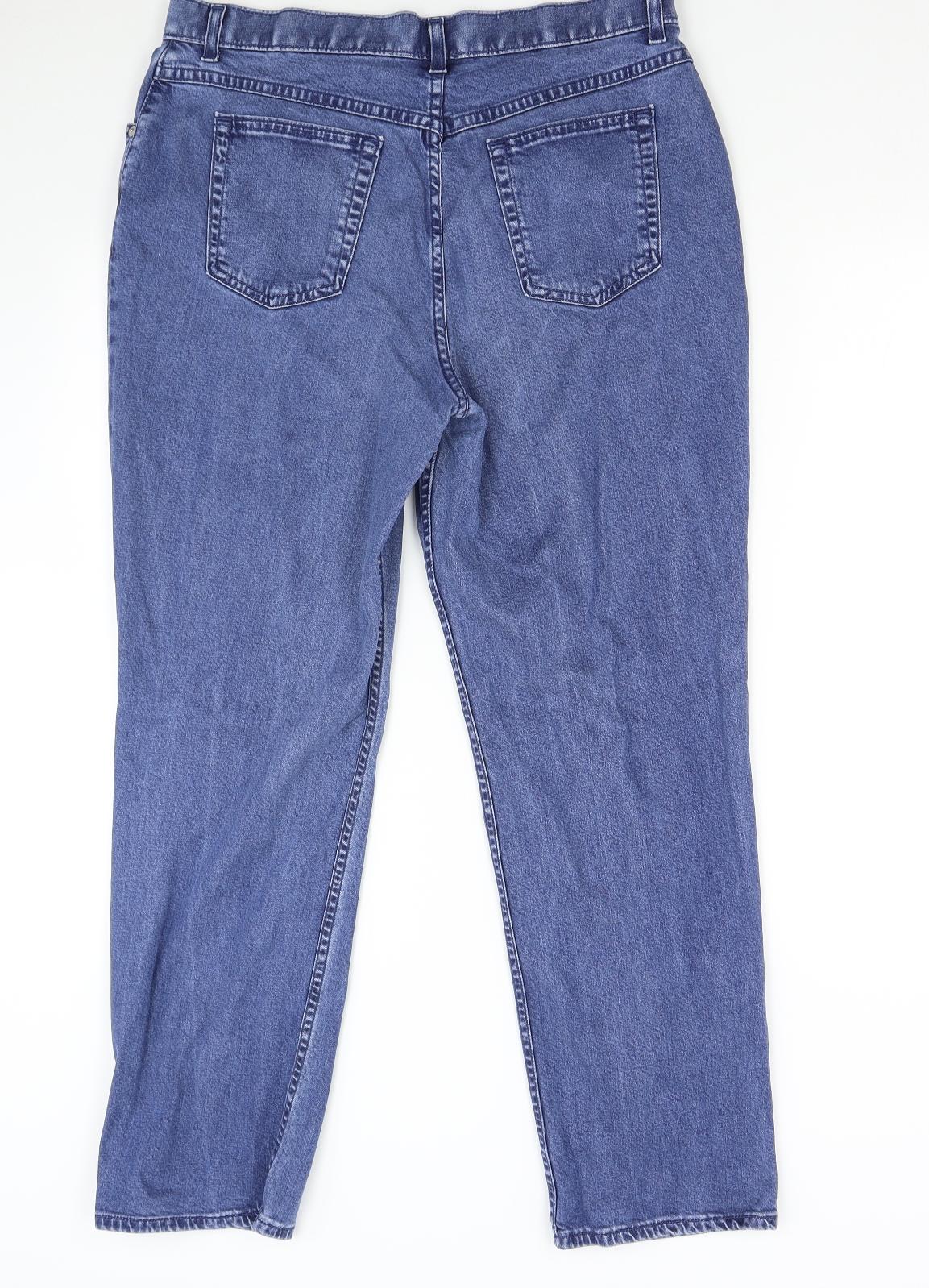 M&S Womens Blue  Denim Straight Jeans Size 16 L28 in
