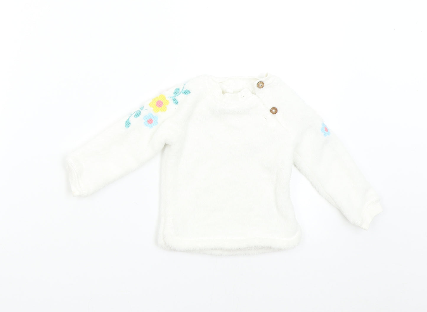 M&Co Baby White  Fleece Pullover Jumper Size 9-12 Months