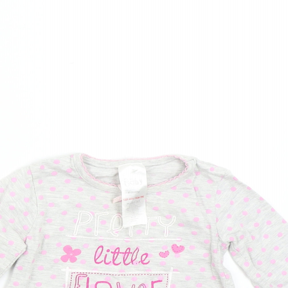 Preworn Baby Grey Polka Dot  Basic T-Shirt Size 6-9 Months
