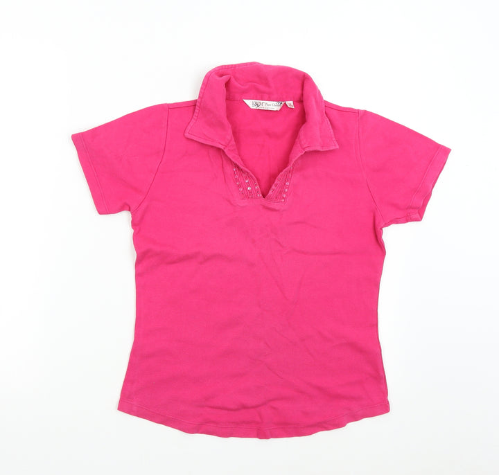 EWM Womens Pink Basic Polo Size S