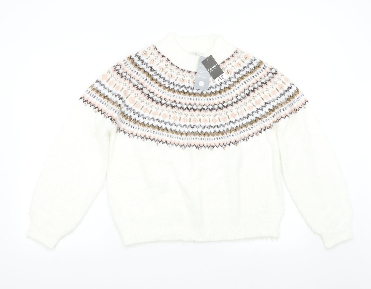 George Womens White  Knit Pullover Jumper Size M