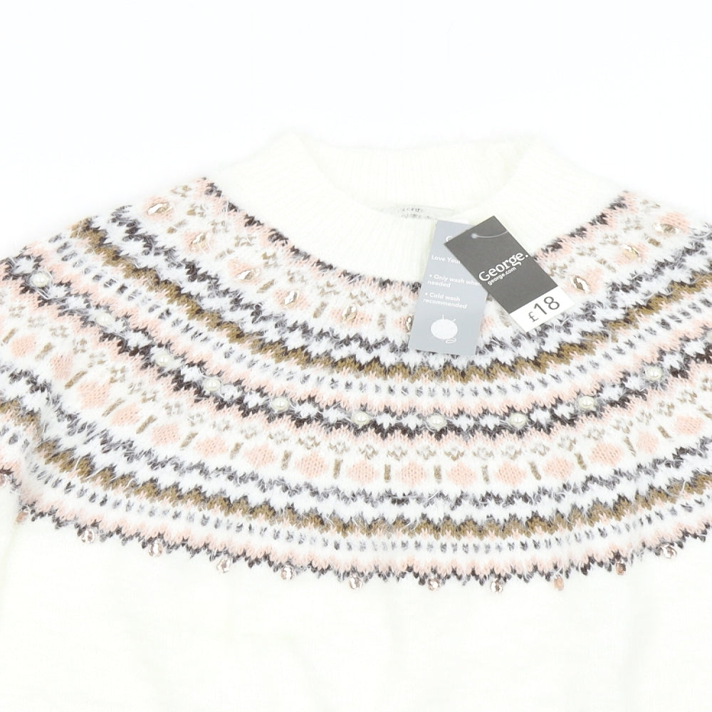 George Womens White  Knit Pullover Jumper Size M