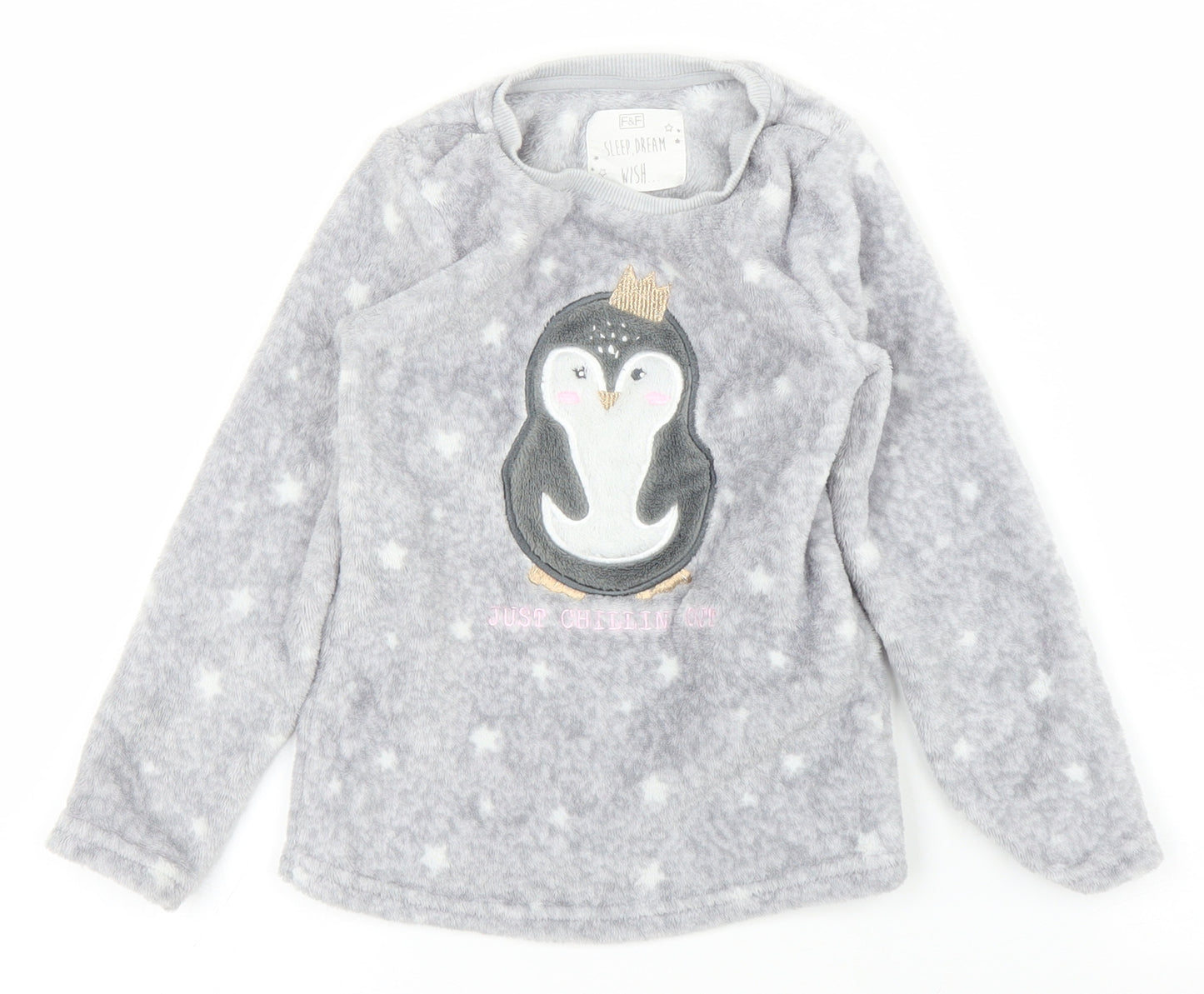 F&F Girls Grey Solid  Capri Pyjama Set Size 4 Years