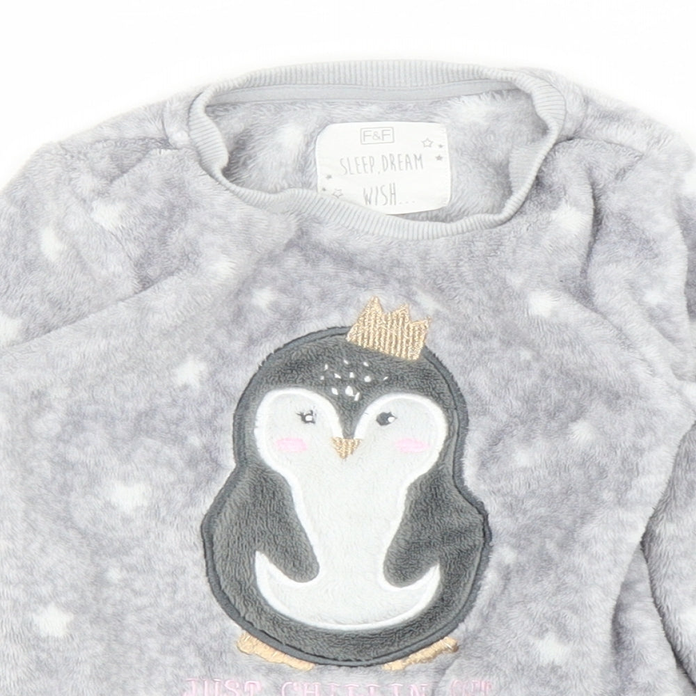 F&F Girls Grey Solid  Capri Pyjama Set Size 4 Years