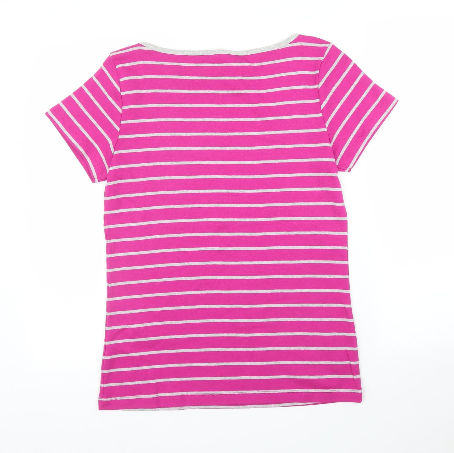 M&Co Womens Pink Striped  Basic T-Shirt Size 14