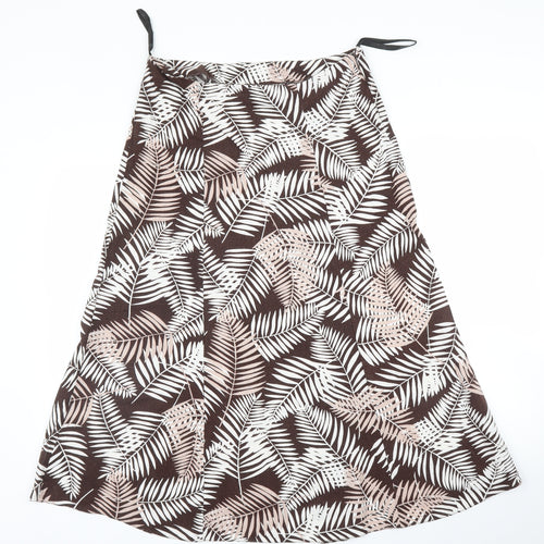 BHS Womens Brown Floral  A-Line Skirt Size M