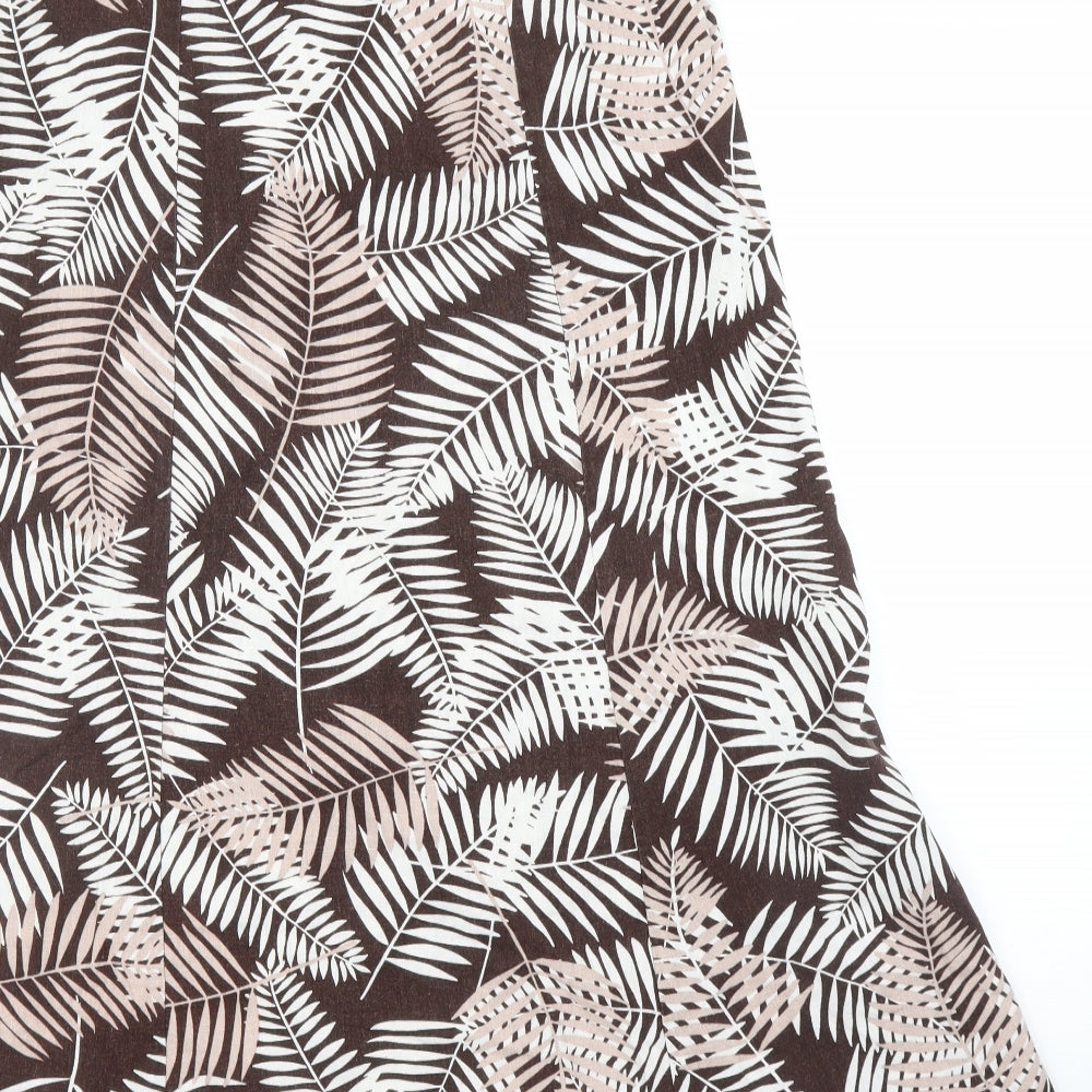 BHS Womens Brown Floral  A-Line Skirt Size M