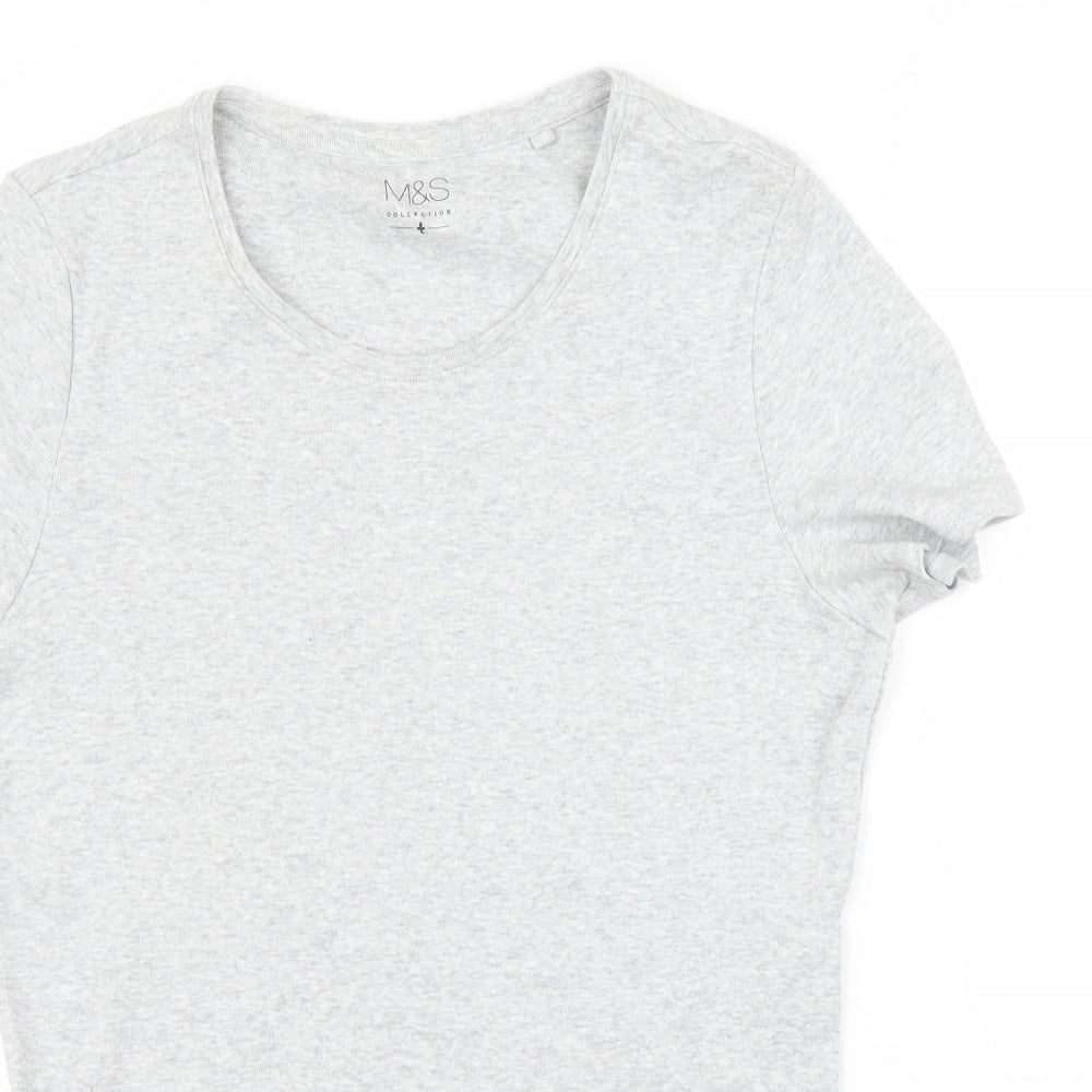M&S Womens Grey   Basic T-Shirt Size 14