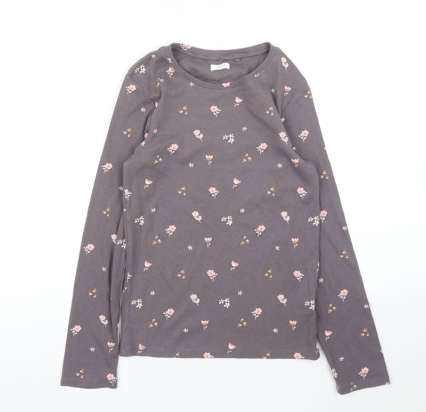 NEXT Girls Brown Floral  Basic T-Shirt Size 10-11 Years