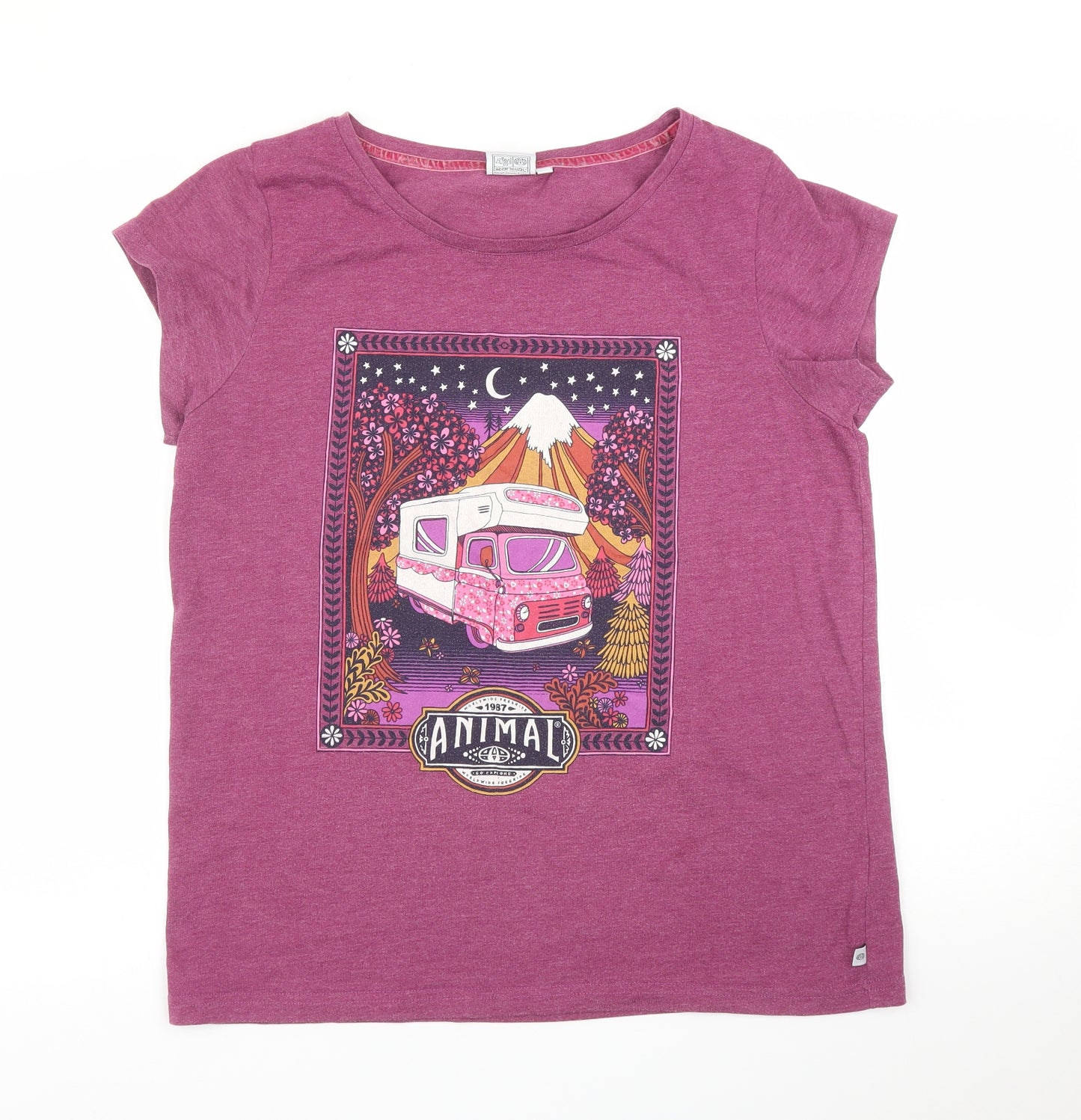 Animal Womens Purple   Basic T-Shirt Size 16
