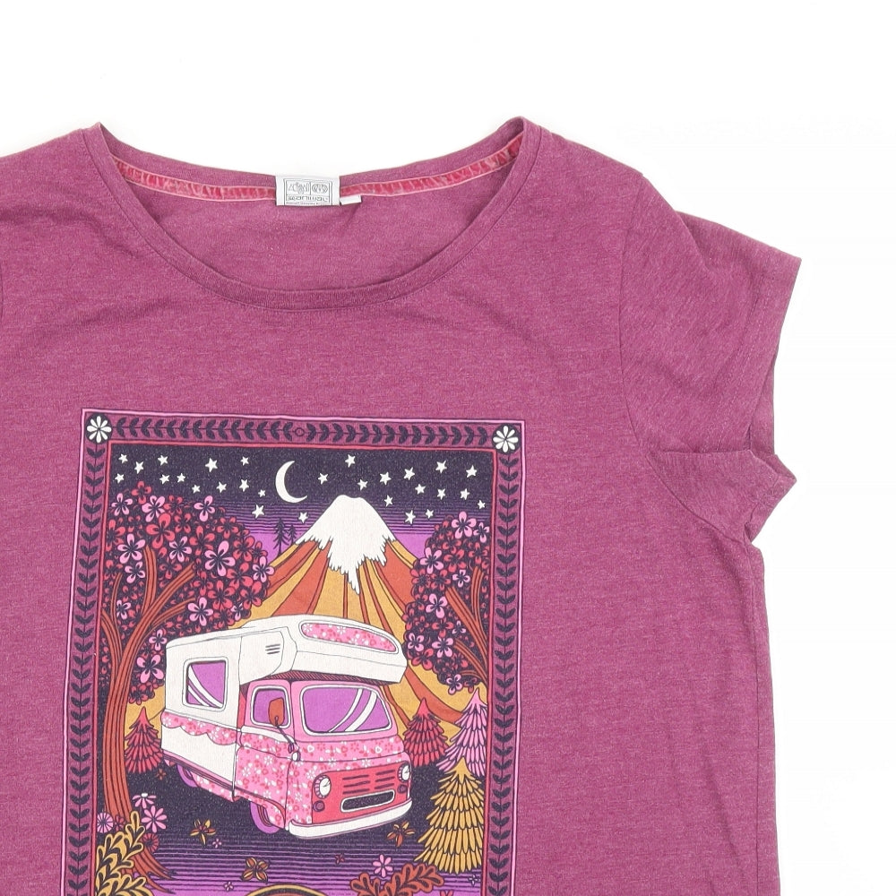 Animal Womens Purple   Basic T-Shirt Size 16