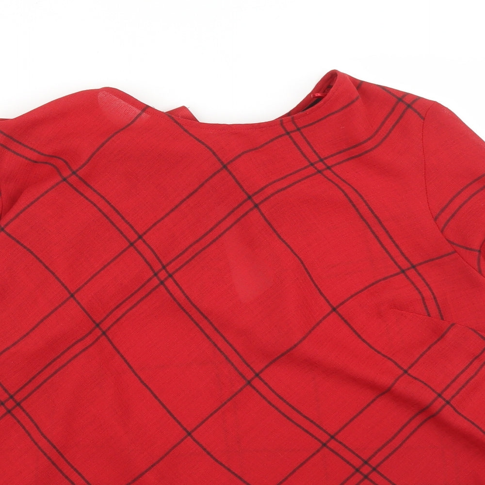 NEXT Womens Red Check  Basic Blouse Size 18
