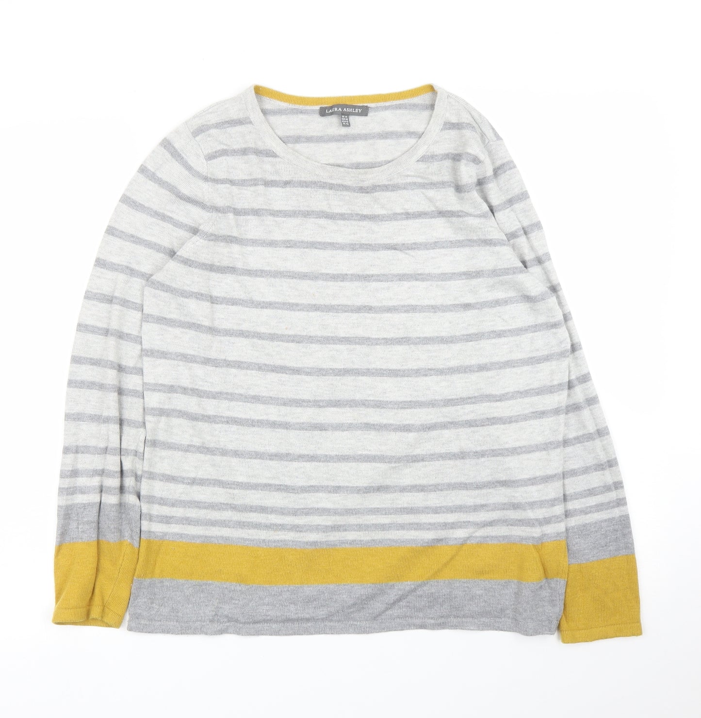 Laura Ashley Womens Grey Striped  Pullover Jumper Size 14