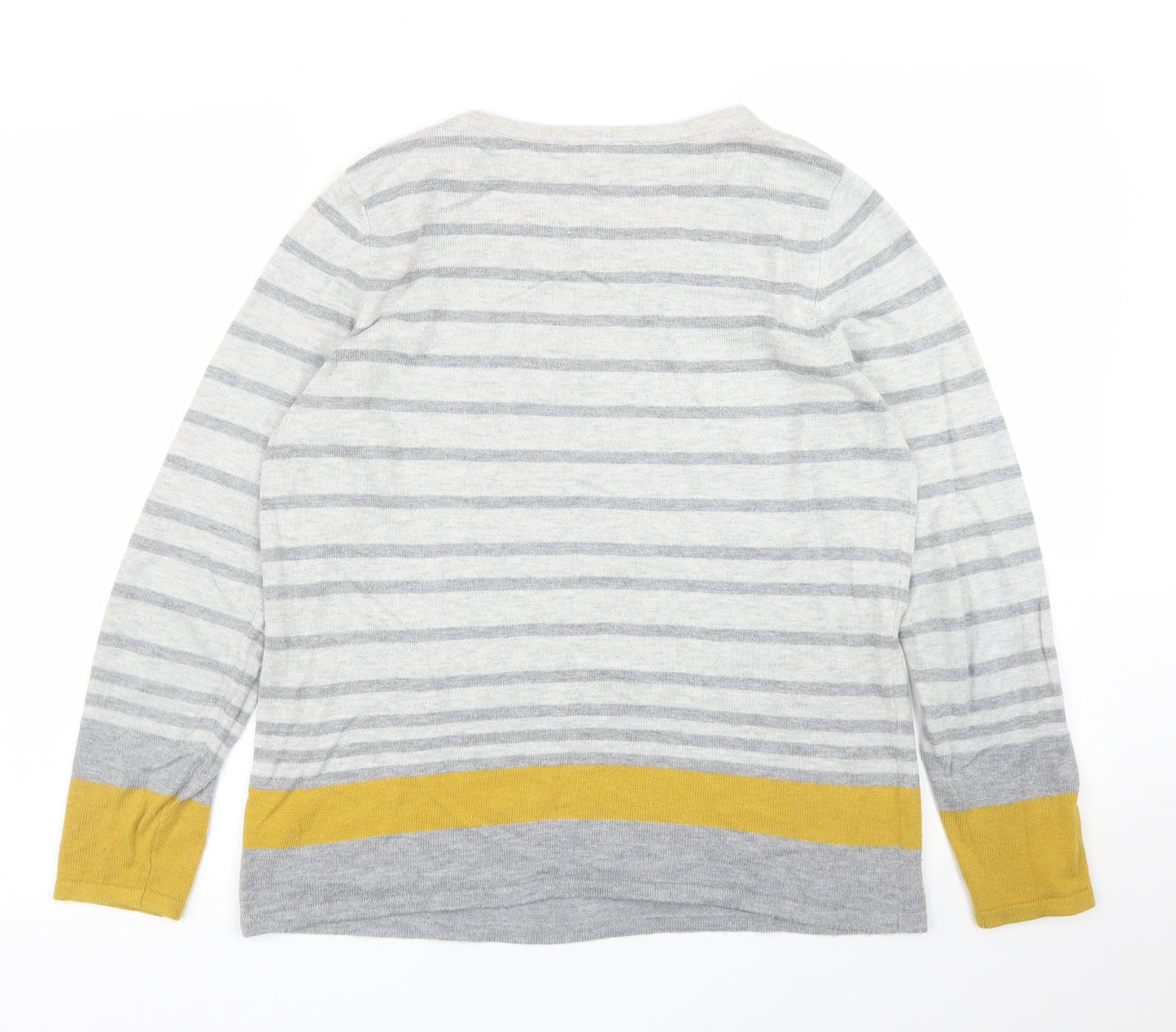 Laura Ashley Womens Grey Striped  Pullover Jumper Size 14