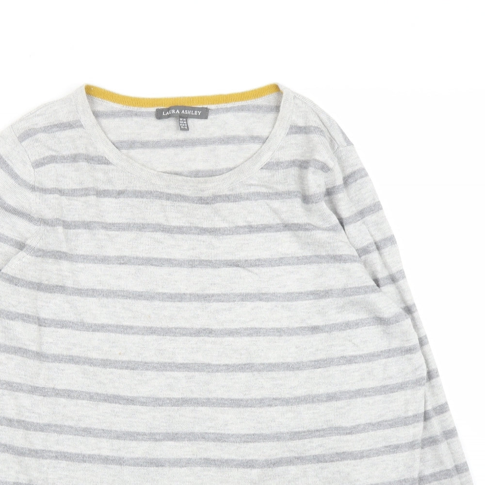 Laura Ashley Womens Grey Striped  Pullover Jumper Size 14