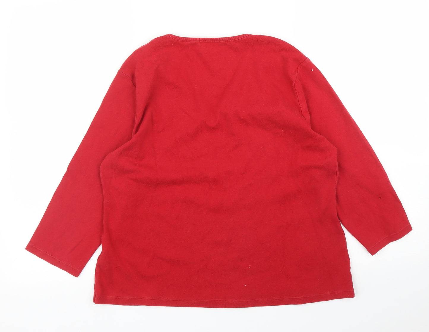 M&S Womens Red Floral  Basic T-Shirt Size 18