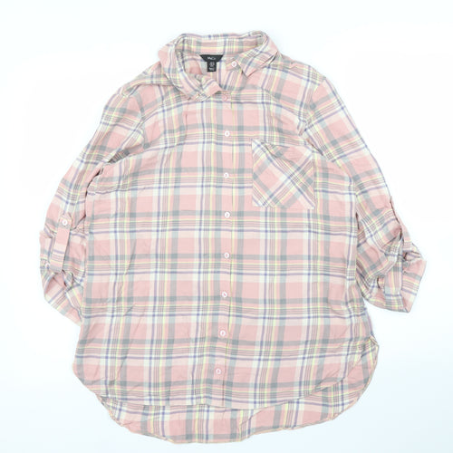 M&Co Womens Pink Plaid  Basic Blouse Size 12