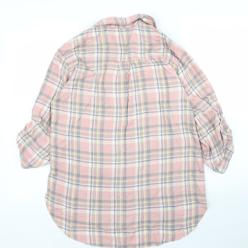 M&Co Womens Pink Plaid  Basic Blouse Size 12