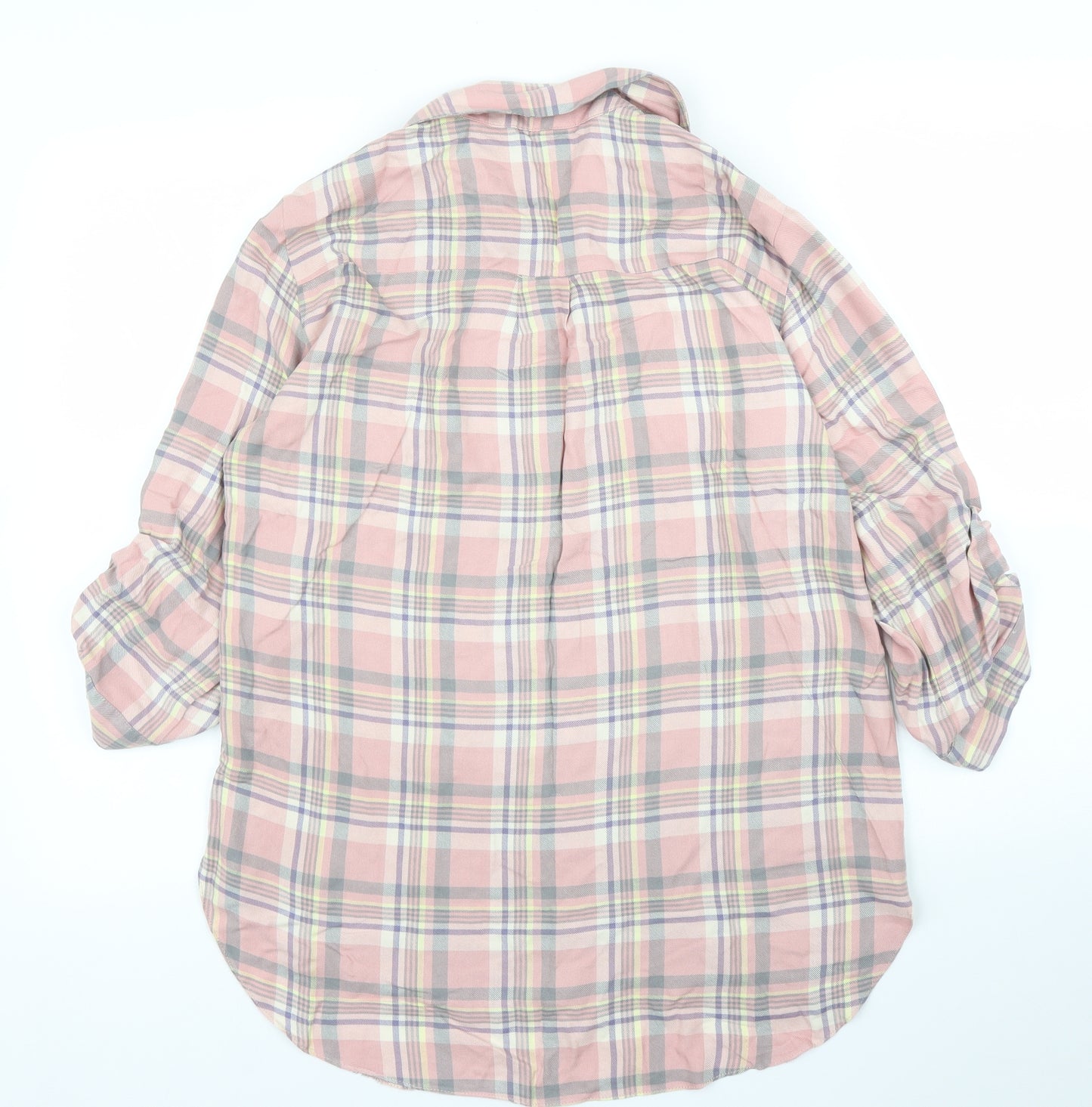 M&Co Womens Pink Plaid  Basic Blouse Size 12