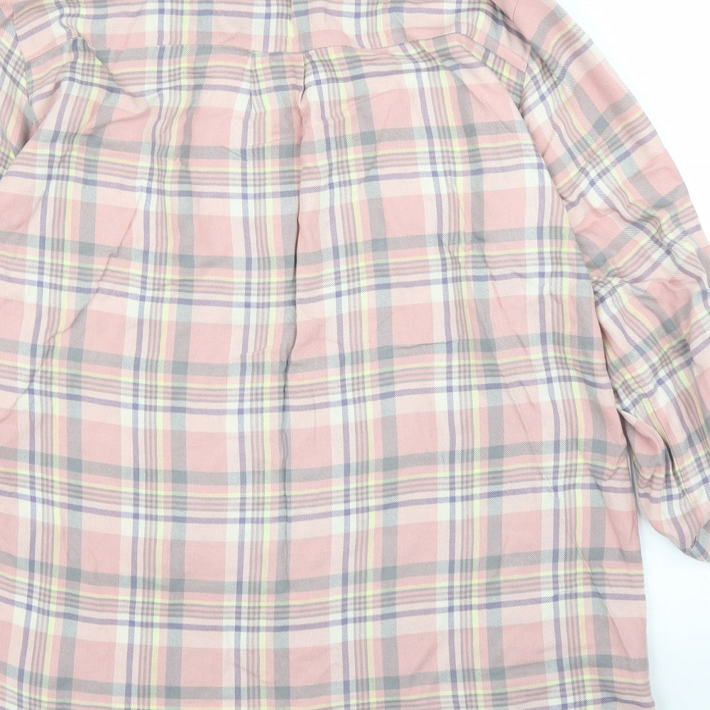 M&Co Womens Pink Plaid  Basic Blouse Size 12
