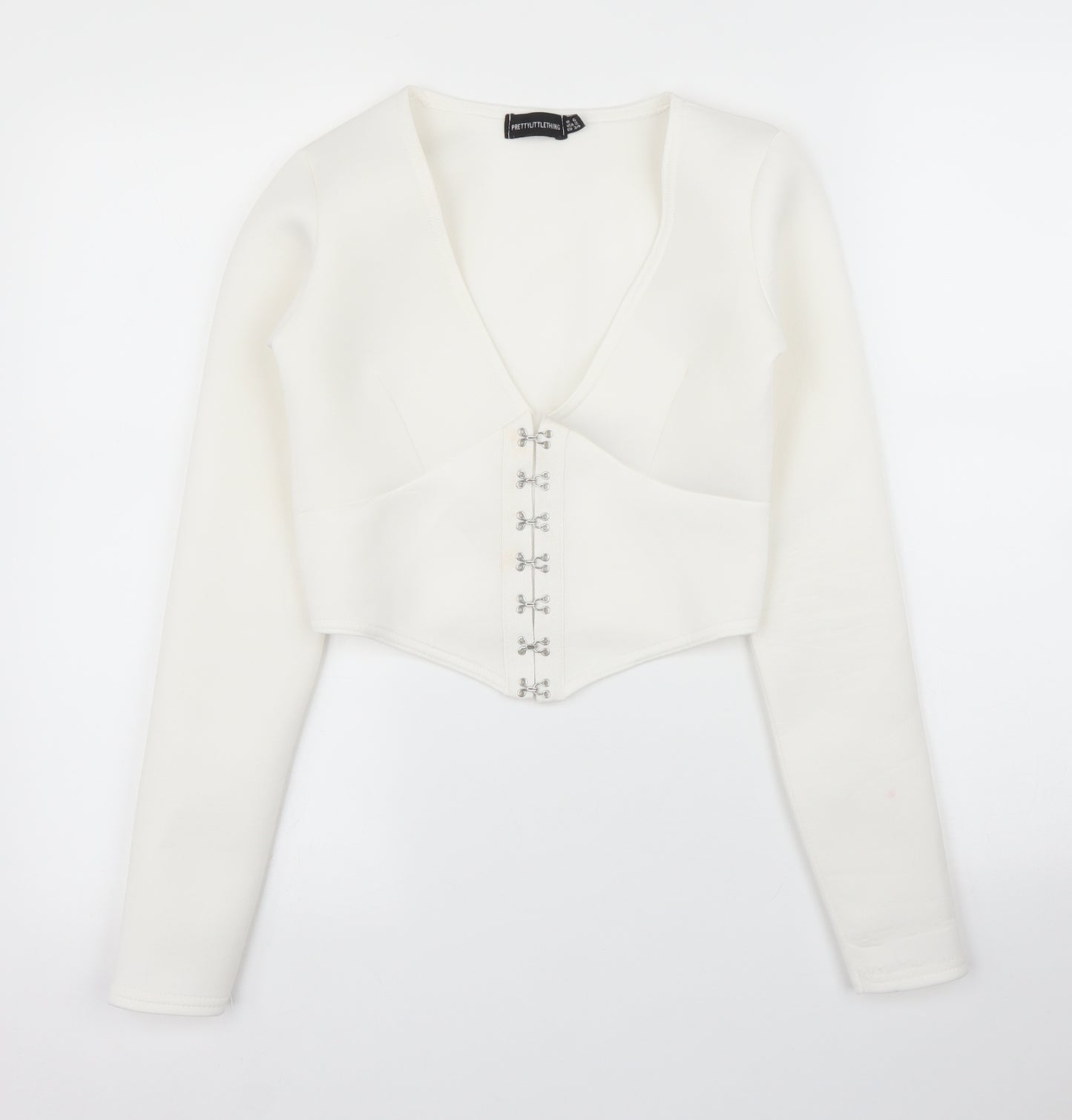 PRETTYLITTLETHING Womens White   Cropped Blouse Size 6