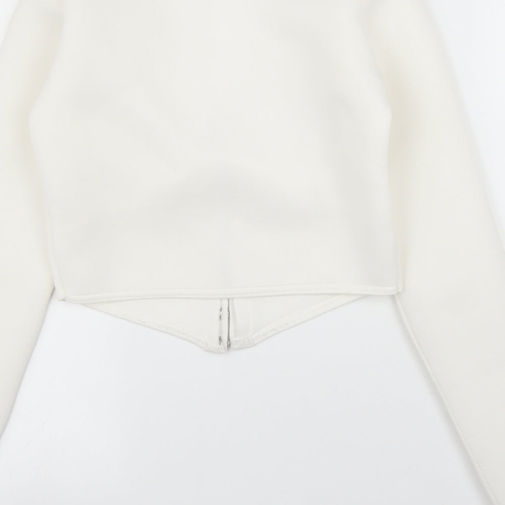 PRETTYLITTLETHING Womens White   Cropped Blouse Size 6