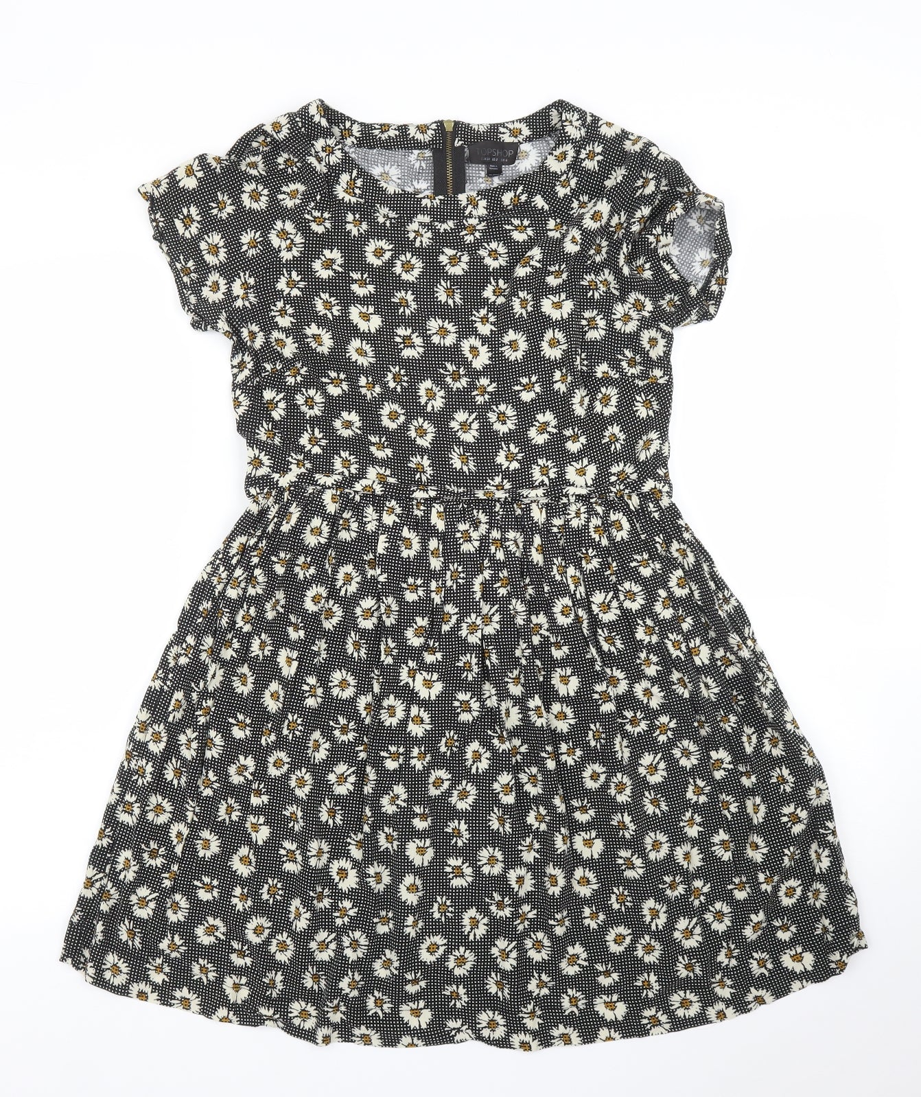 Topshop Womens Black Floral  A-Line  Size 6