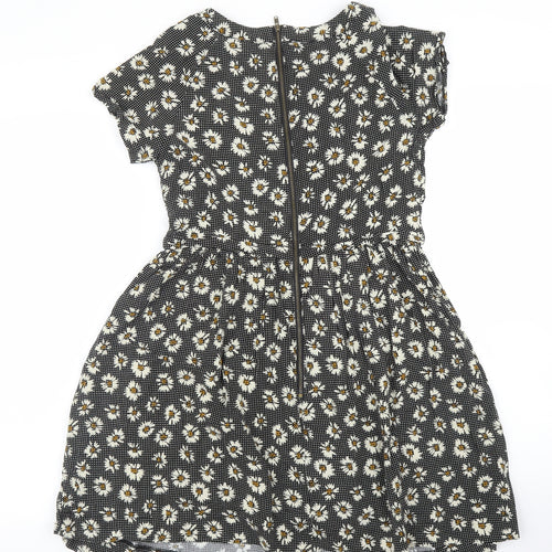 Topshop Womens Black Floral  A-Line  Size 6