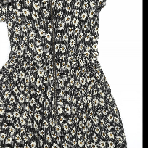 Topshop Womens Black Floral  A-Line  Size 6
