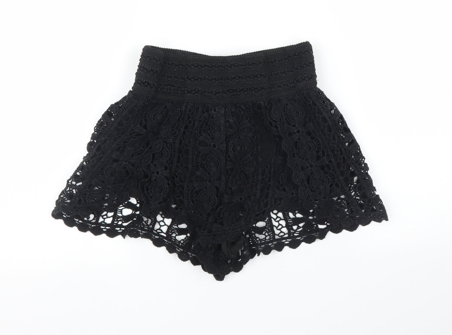 Topshop Womens Black Floral  Cut-Off Shorts Size 6
