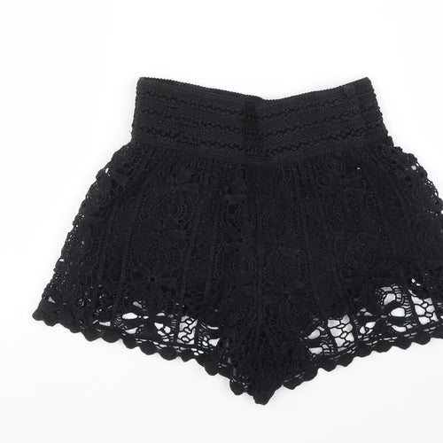 Topshop Womens Black Floral  Cut-Off Shorts Size 6