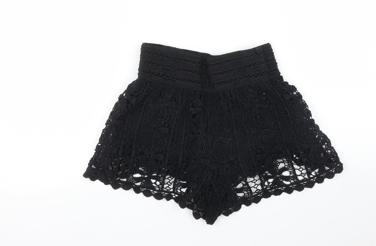 Topshop Womens Black Floral  Cut-Off Shorts Size 6