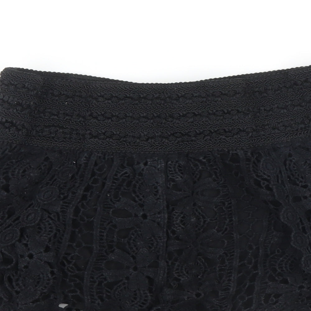 Topshop Womens Black Floral  Cut-Off Shorts Size 6