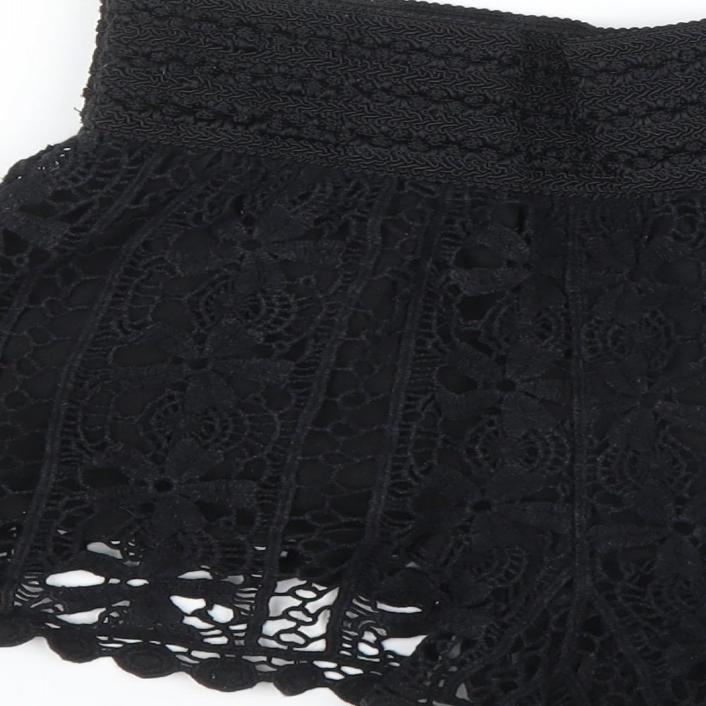 Topshop Womens Black Floral  Cut-Off Shorts Size 6