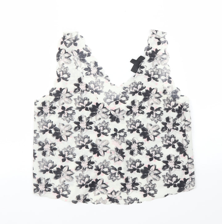 Topshop Womens White Floral  Basic Blouse Size 6