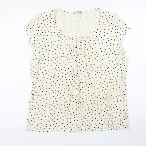 m&s Womens Beige Polka Dot  Basic Blouse Size M