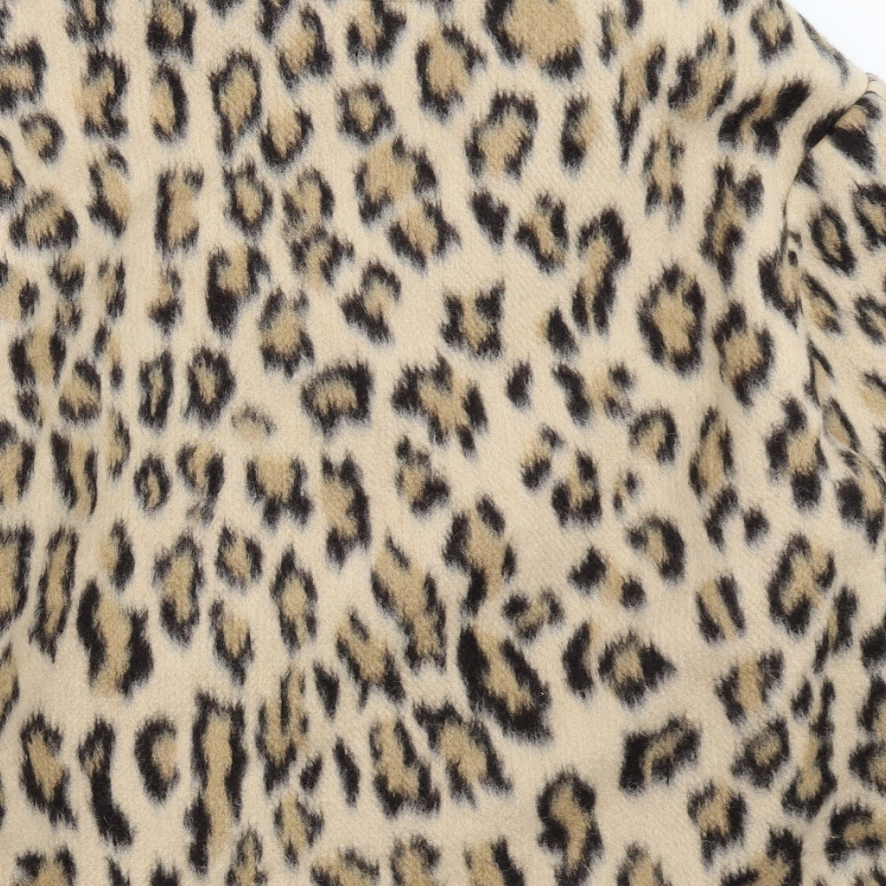 Zara Womens Beige Animal Print  Henley Sweatshirt Size M