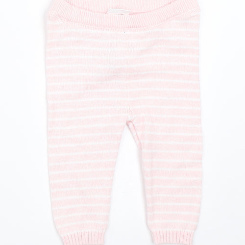 F&F Girls Pink Striped  Capri Trousers Size 3-6 Months