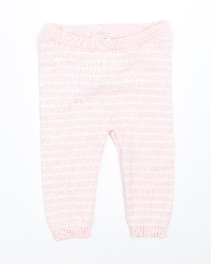 F&F Girls Pink Striped  Capri Trousers Size 3-6 Months