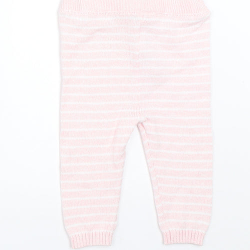 F&F Girls Pink Striped  Capri Trousers Size 3-6 Months