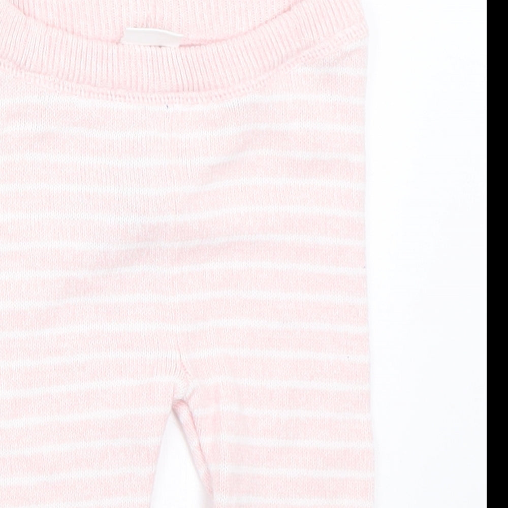 F&F Girls Pink Striped  Capri Trousers Size 3-6 Months