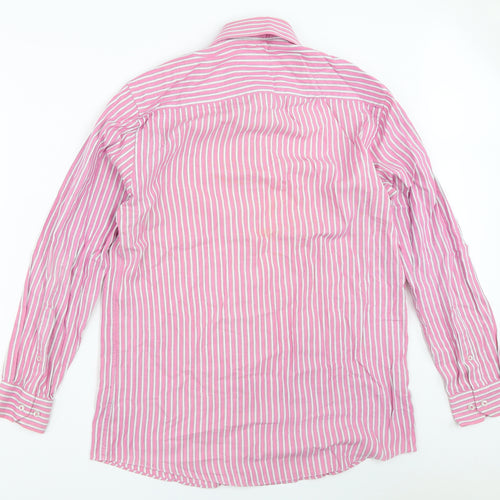 Taylor & Wright Mens Pink Striped   Button-Up Size 15.5