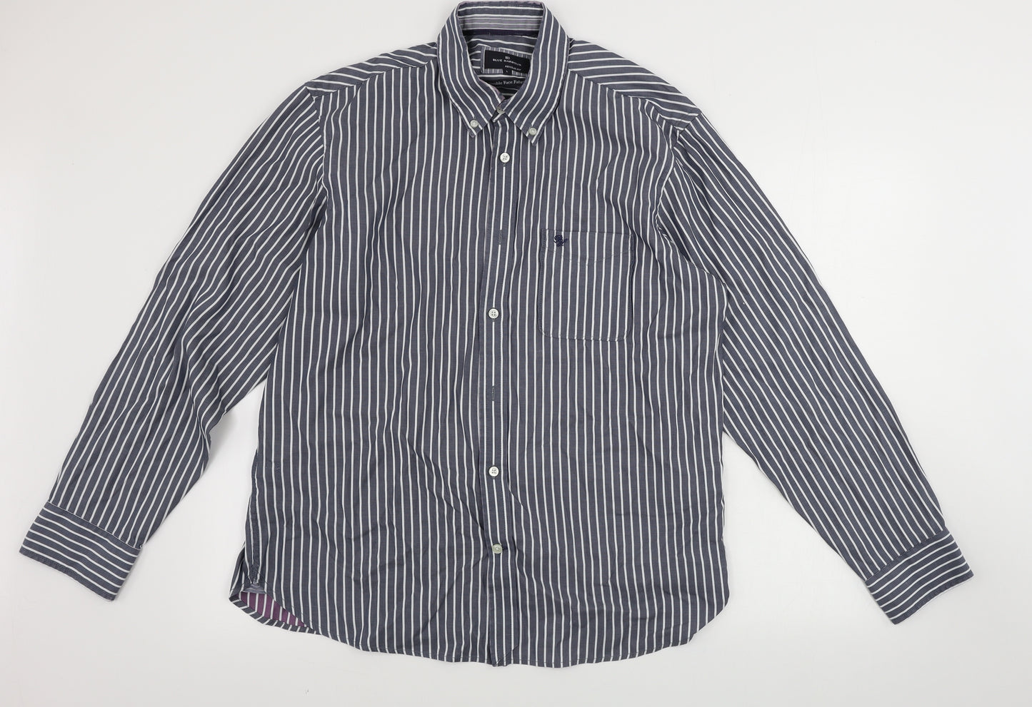 Marks and Spencer  Mens Grey Striped   Button-Up Size L