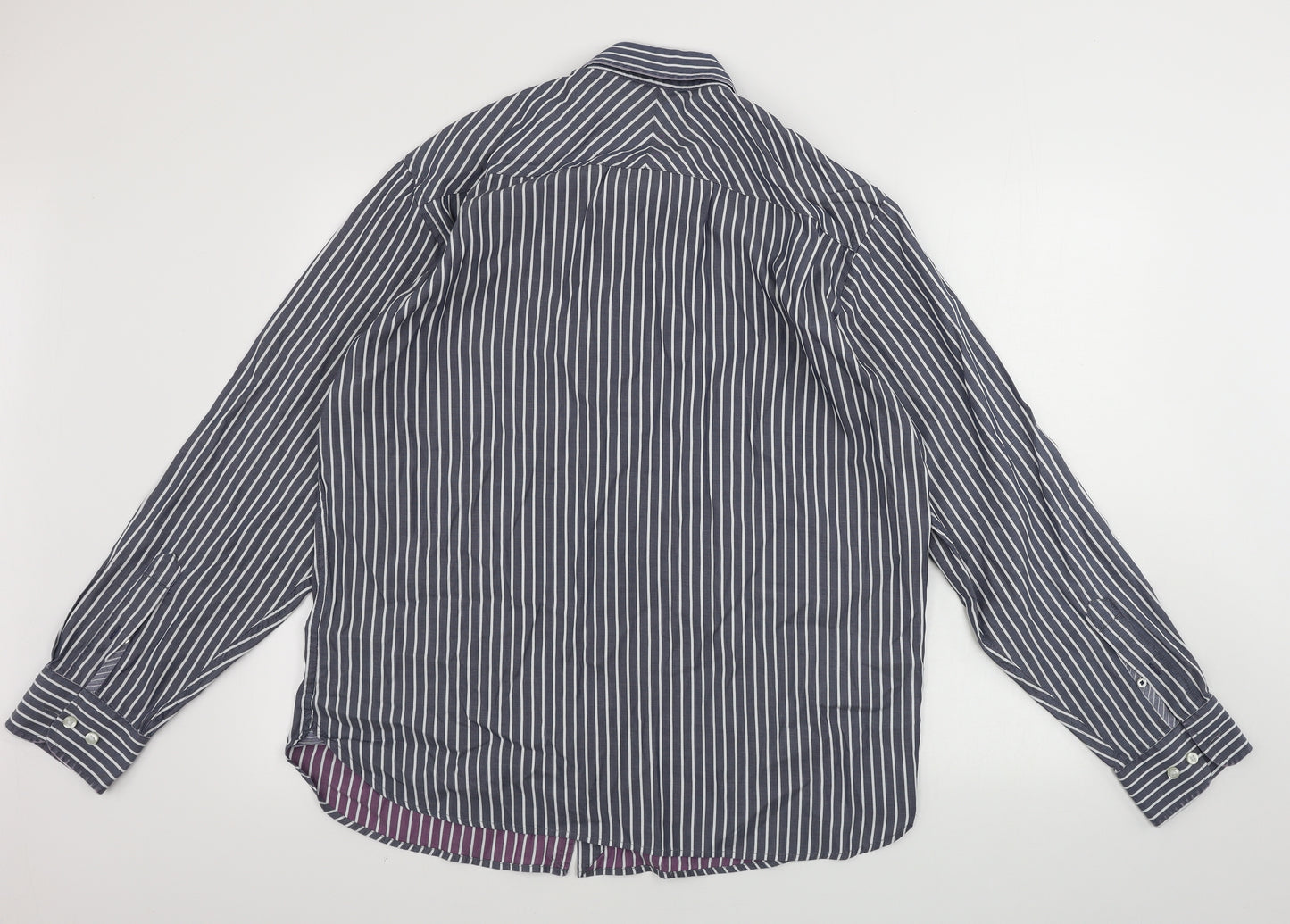 Marks and Spencer  Mens Grey Striped   Button-Up Size L
